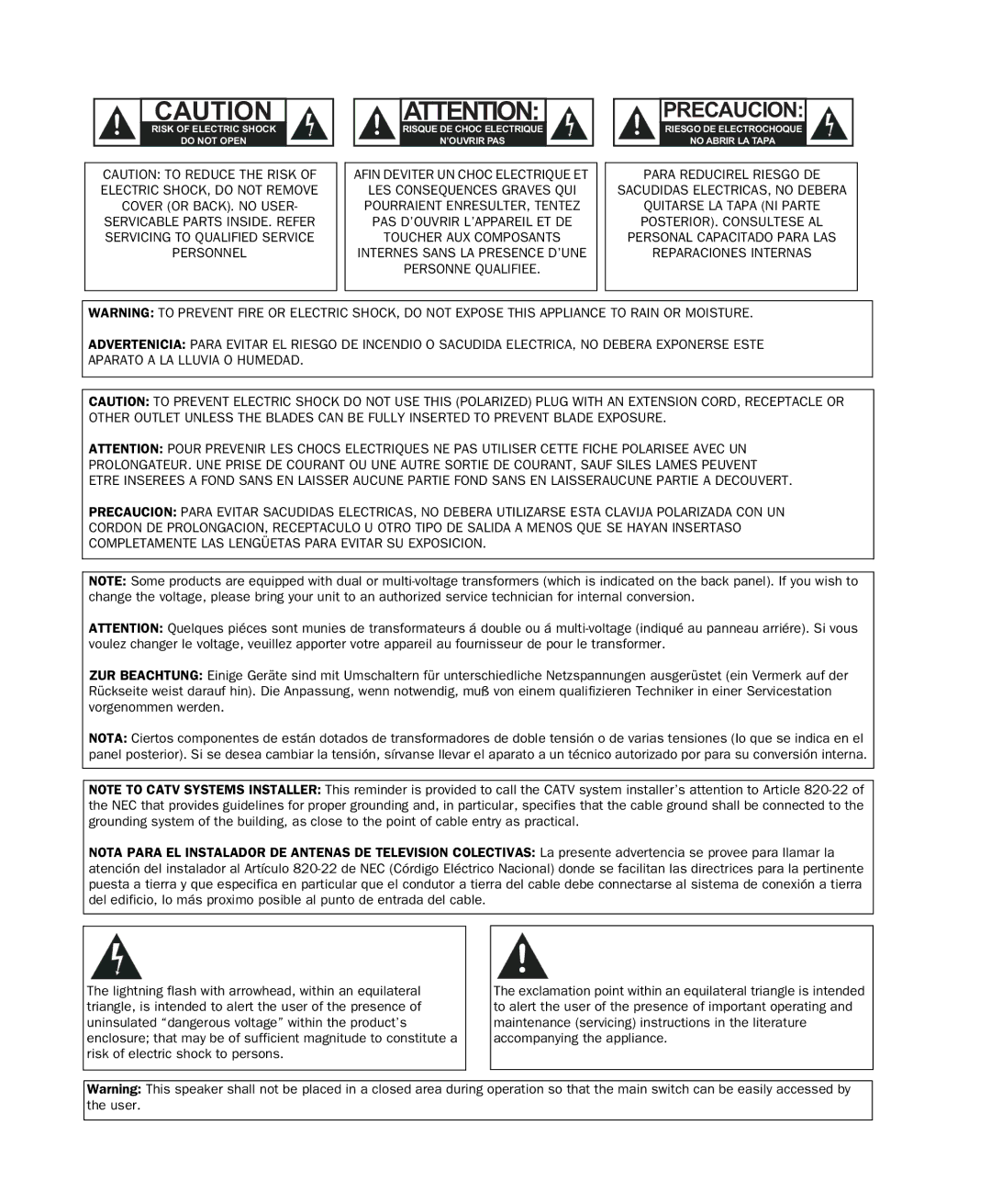 M-Audio DSM1 manual Precaucion 