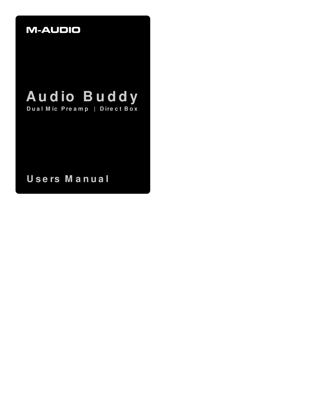M-Audio specifications Audio Buddy, Dual Mic Preamp Direct Box 