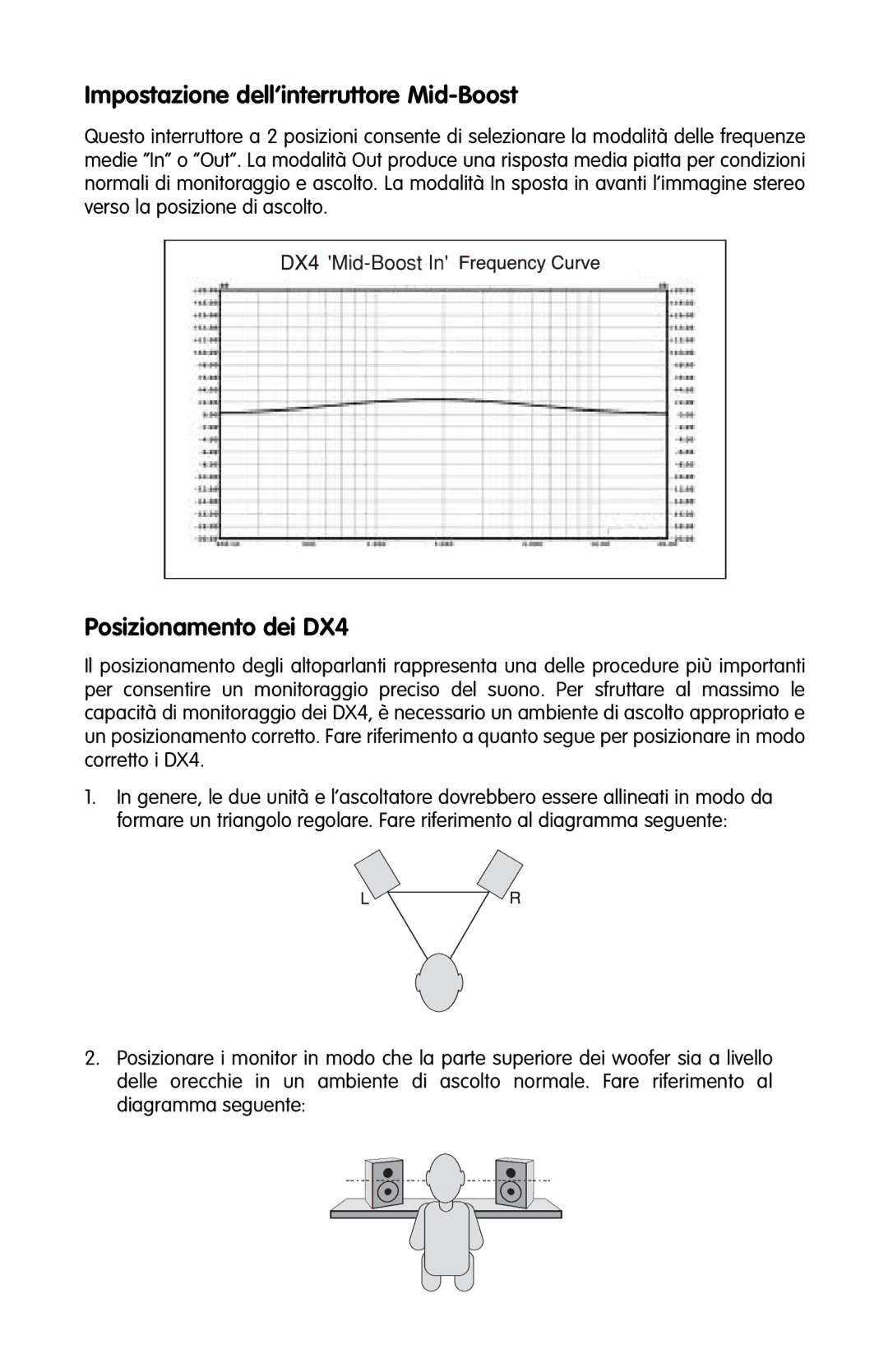 M-Audio manual Impostazione dell’interruttore Mid-Boost, Posizionamento dei DX4 