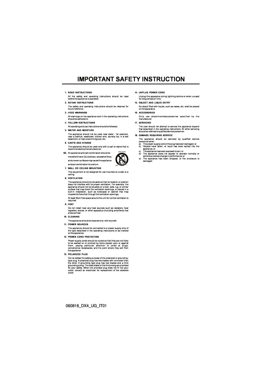 M-Audio manual 060816DX4UGIT01, Important Safety Instruction 