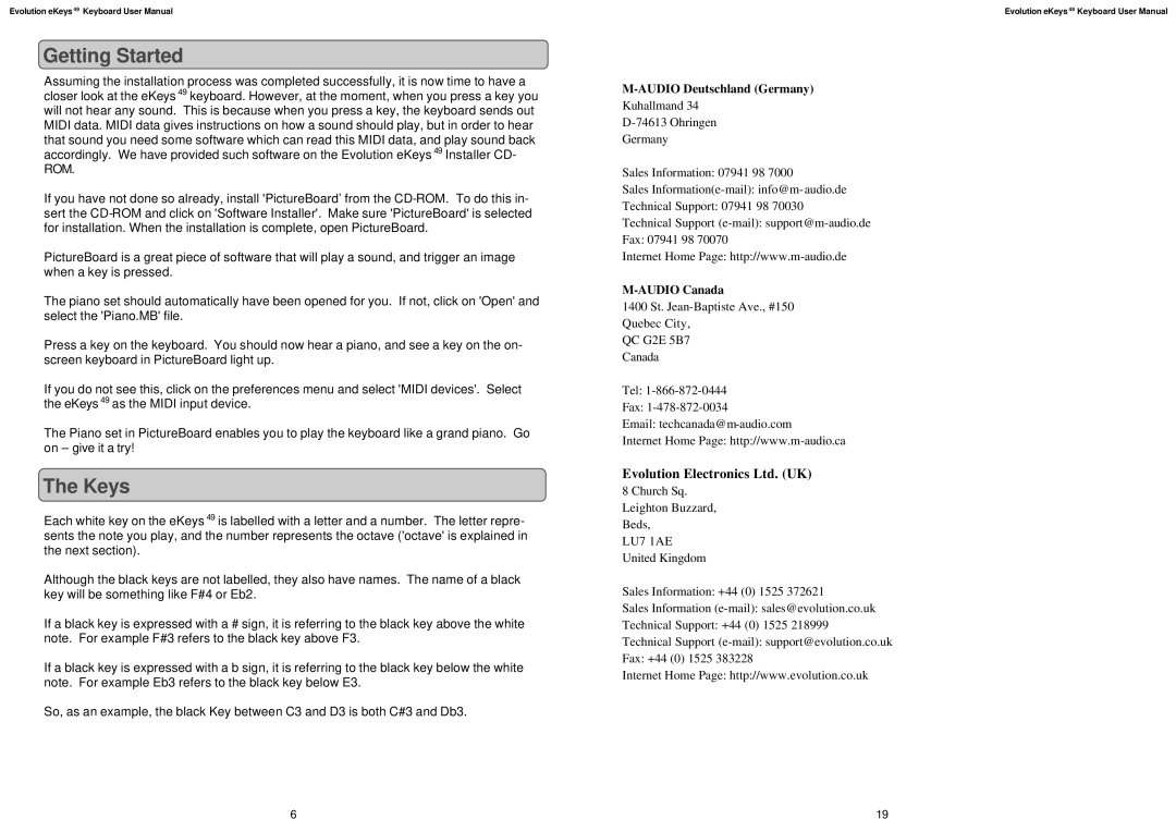 M-Audio eKeys49 user manual Getting Started 