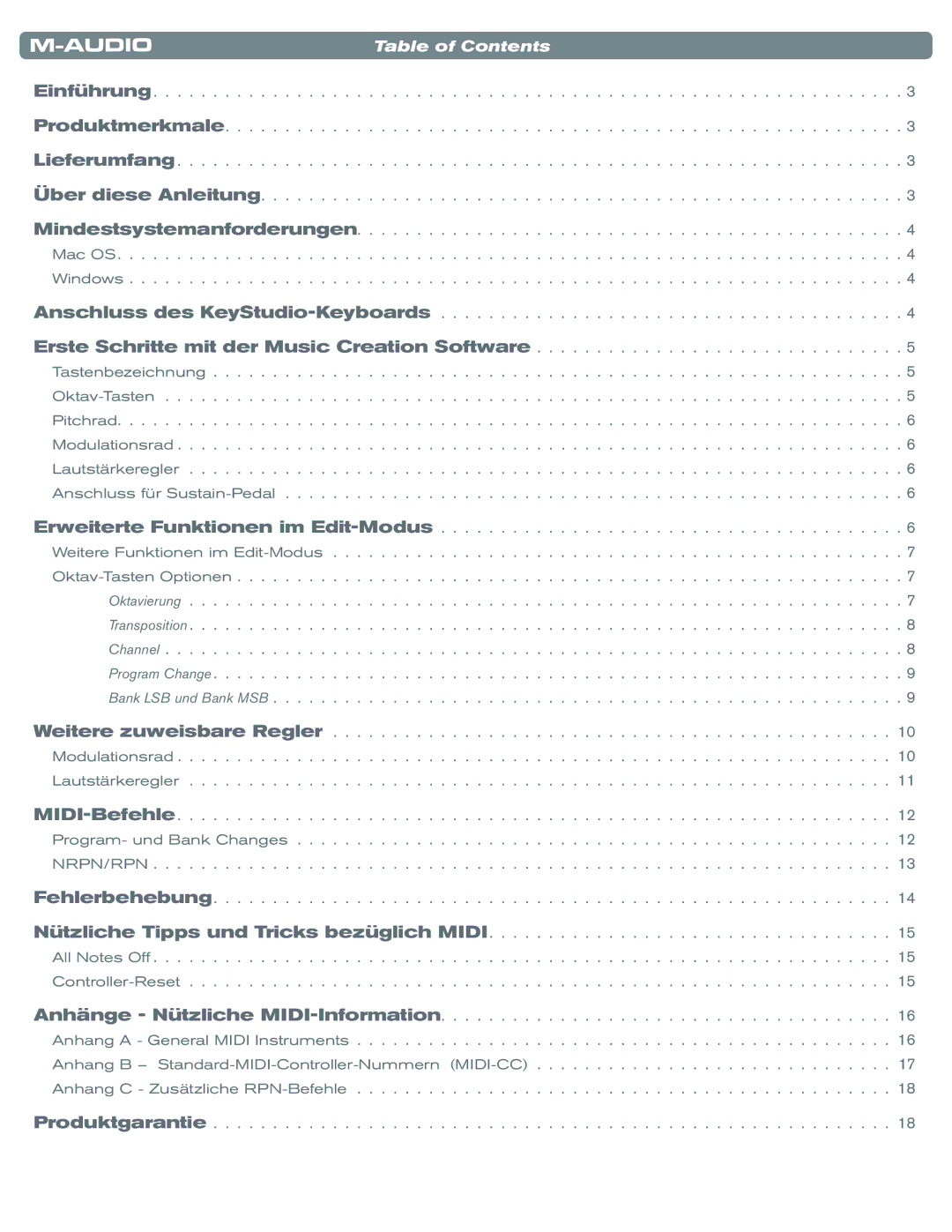 M-Audio Electronic Keyboard manual Einführung Produktmerkmale Lieferumfang Über diese Anleitung 