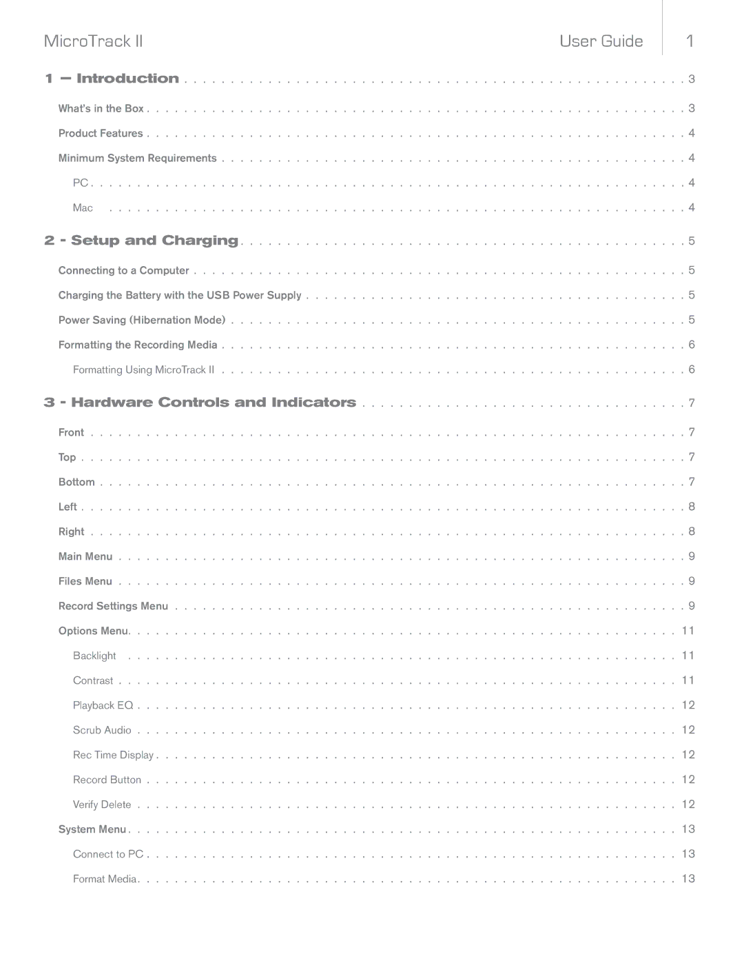 M-Audio II manual Introduction, Setup and Charging, Hardware Controls and Indicators 