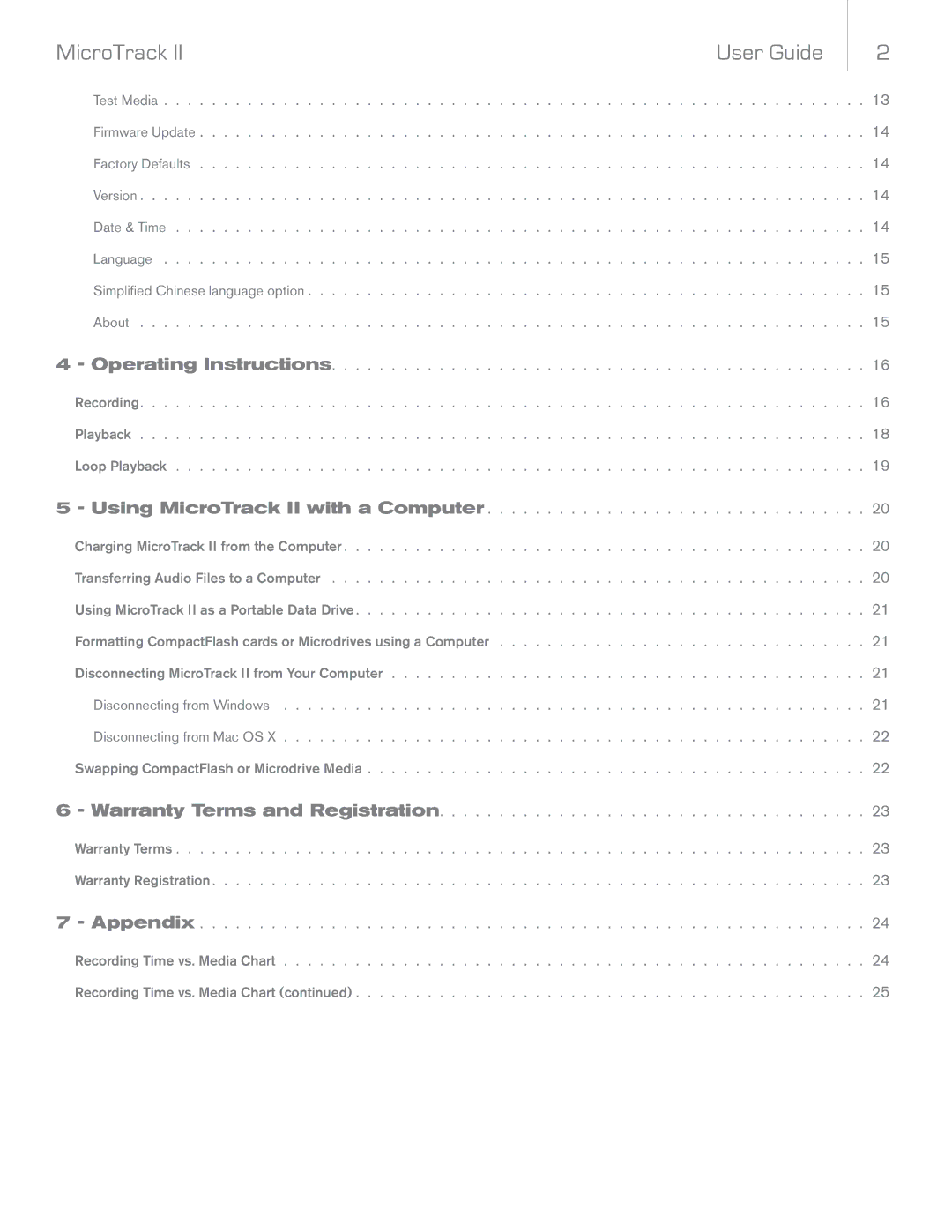 M-Audio manual Using MicroTrack II with a Computer, Warranty Terms and Registration, Appendix 