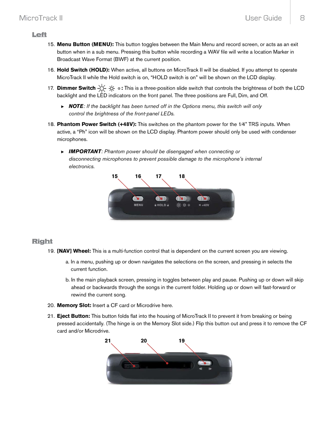 M-Audio II manual Left, Right 