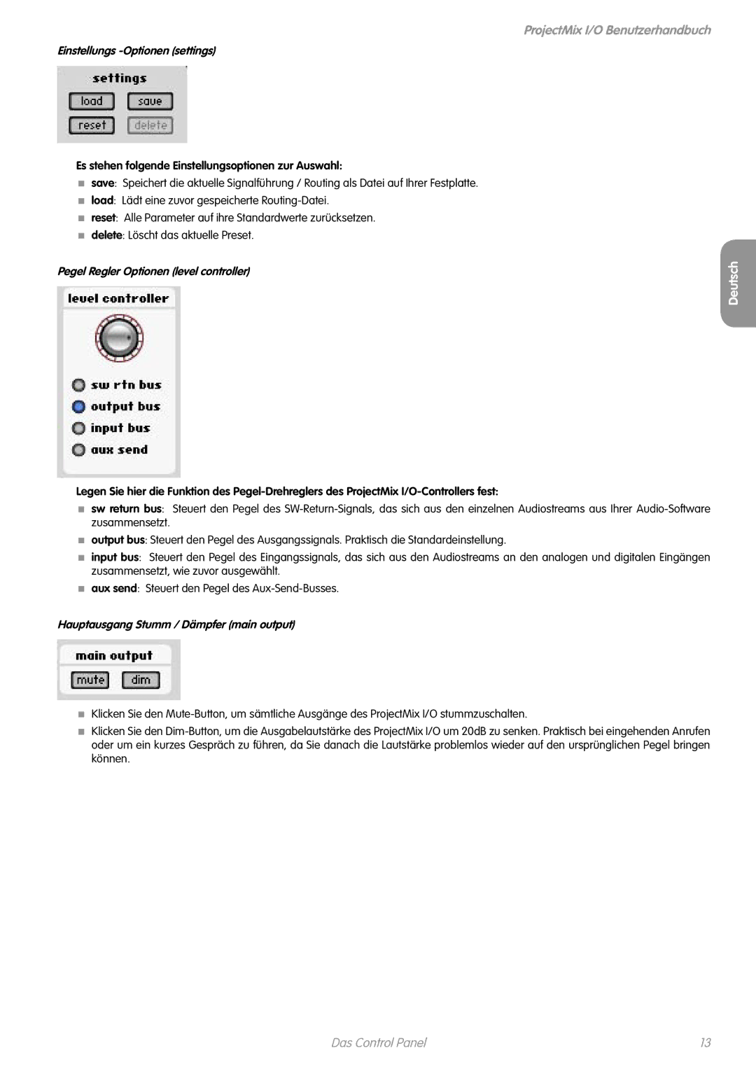 M-Audio I/O manual Einstellungs -Optionen settings, Es stehen folgende Einstellungsoptionen zur Auswahl 