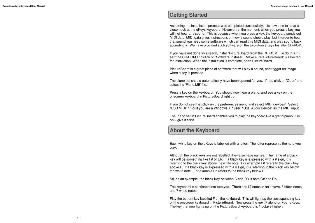 M-Audio K6 user manual Getting Started, About the Keyboard 