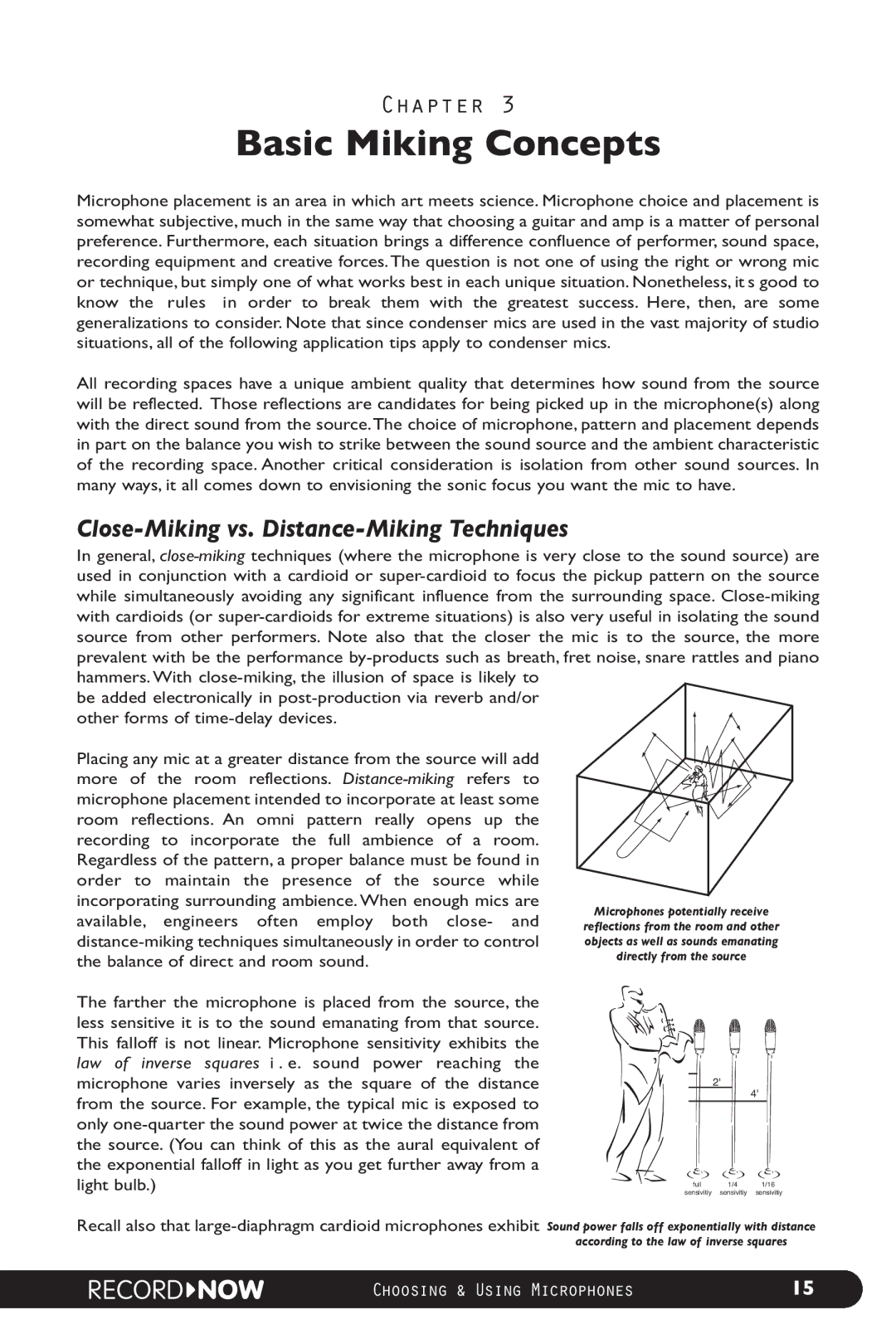 M-Audio Microphone manual Basic MikingChapterConcepts3, Close-Miking vs. Distance-Miking Techniques 