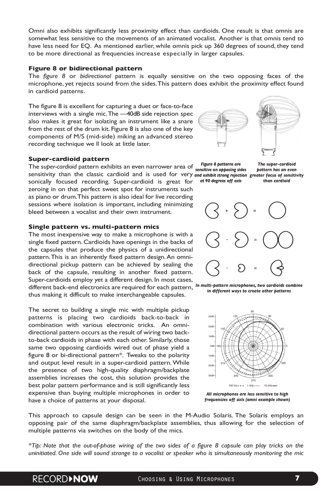 M-Audio Microphone manual Super-cardioid pattern, Single pattern vs. multi-pattern mics 