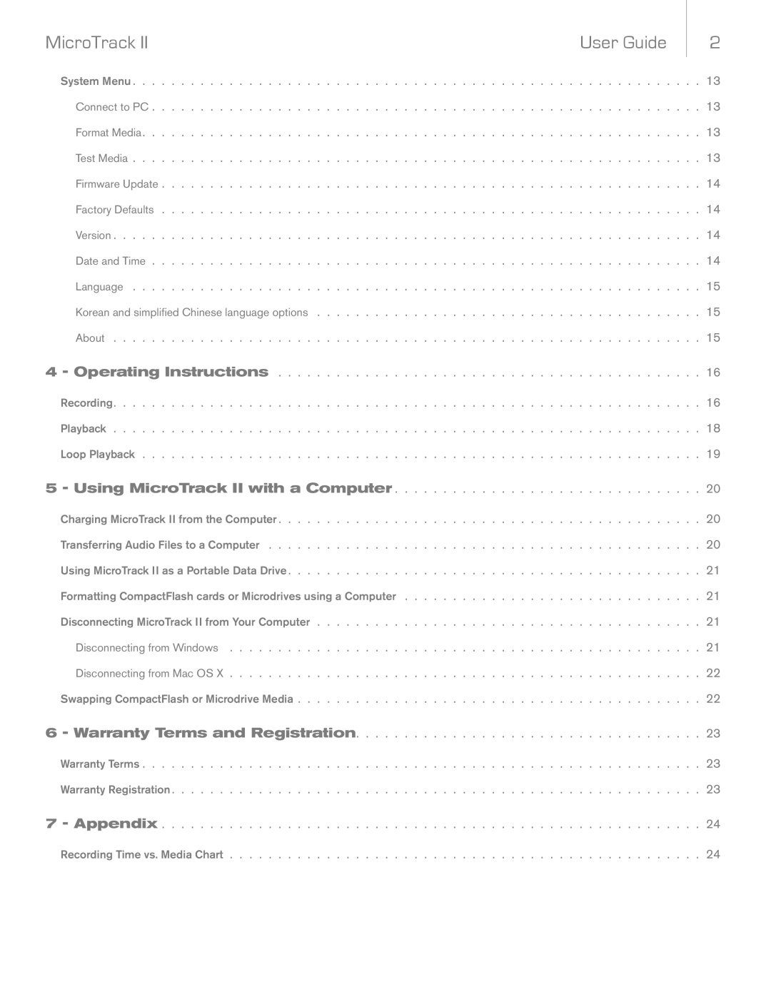 M-Audio MicroTrack II manual MicroTrack User Guide 