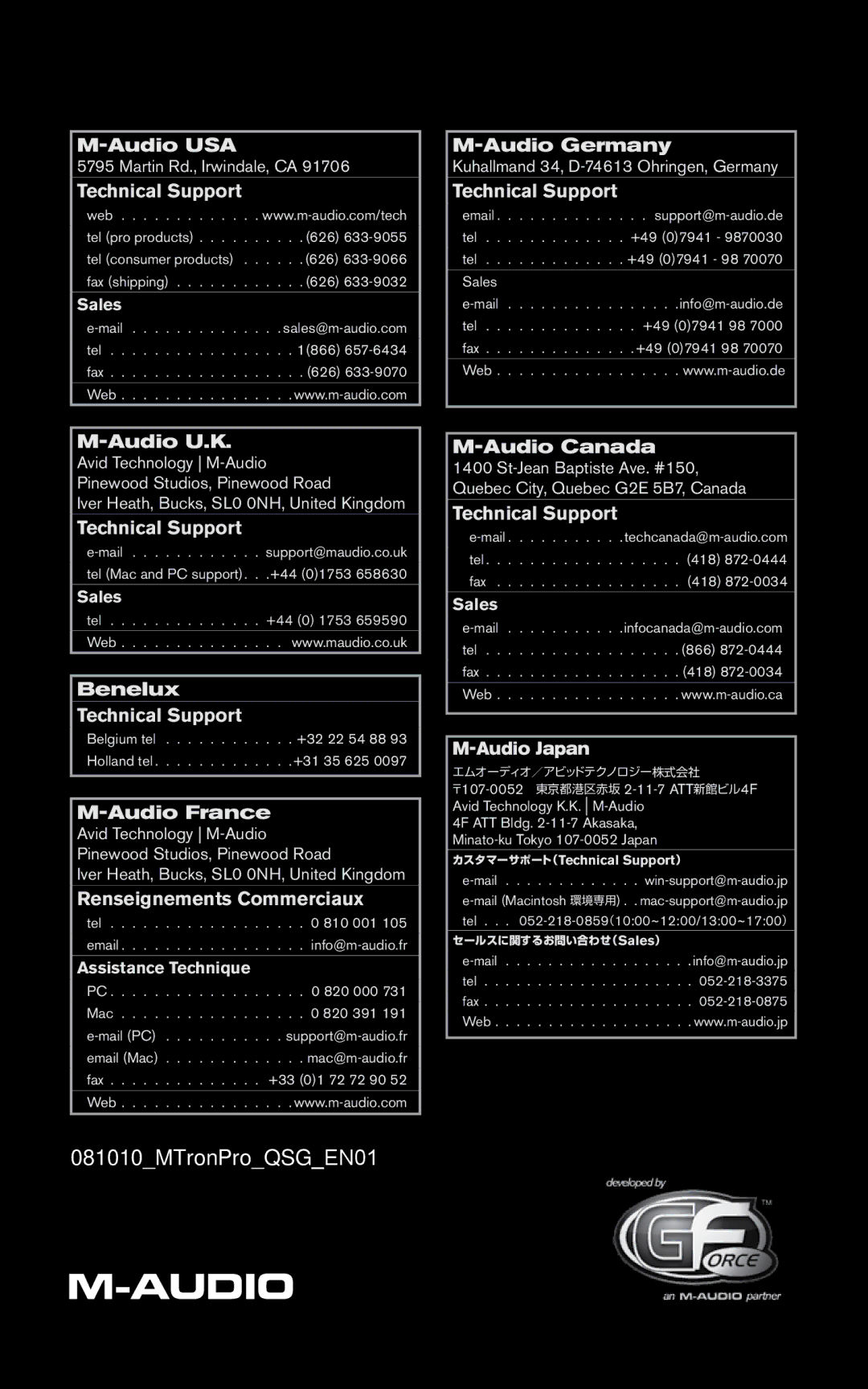 M-Audio quick start 081010MTronProQSGEN01 