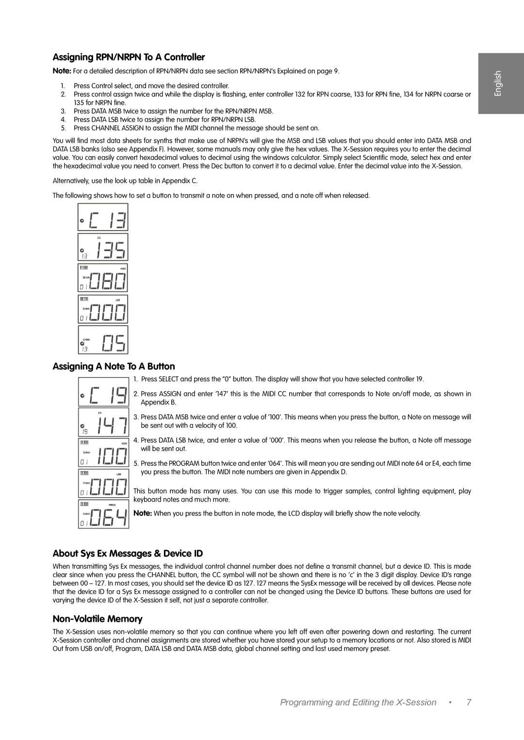 M-Audio Music Mixer Assigning RPN/NRPN To a Controller, Assigning a Note To a Button, About Sys Ex Messages & Device ID 