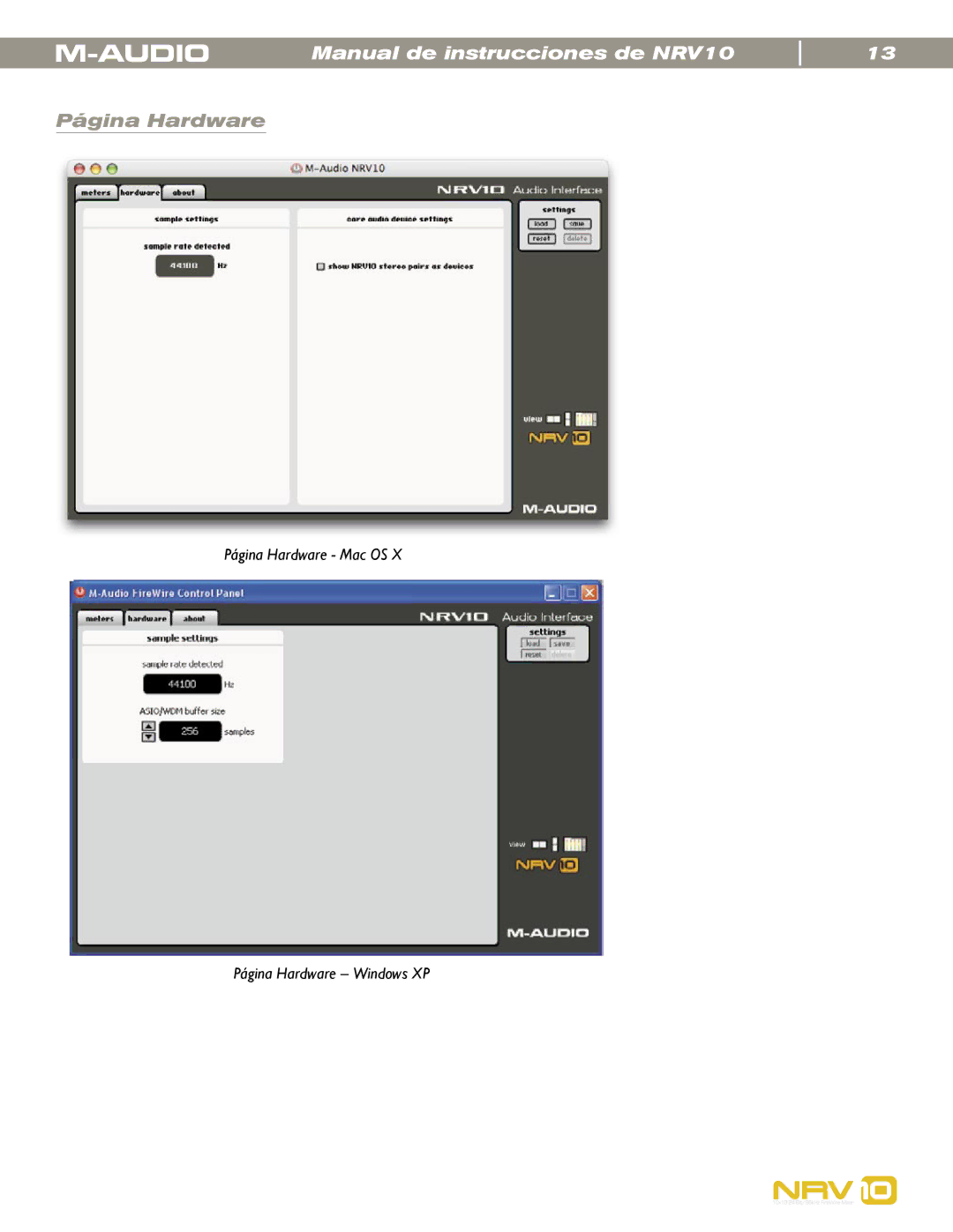 M-Audio NRV10 manual Página Hardware 