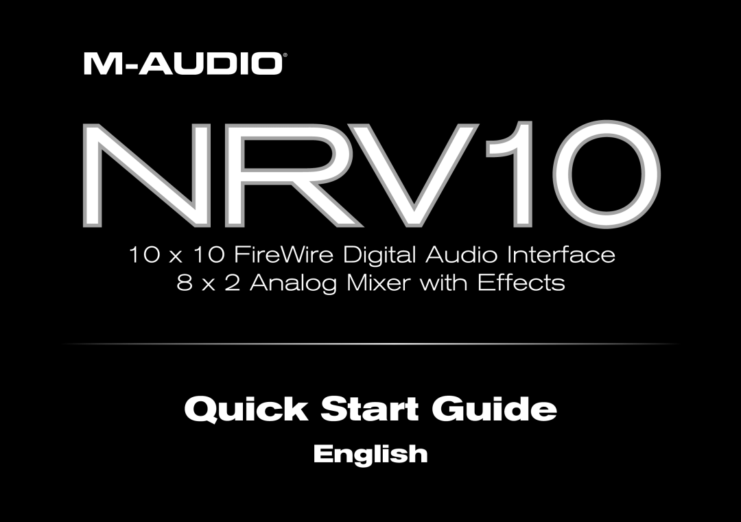 M-Audio NVR10 quick start Quick Start Guide 