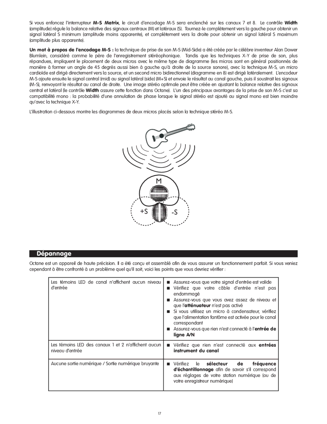 M-Audio Octane manual +S -S 