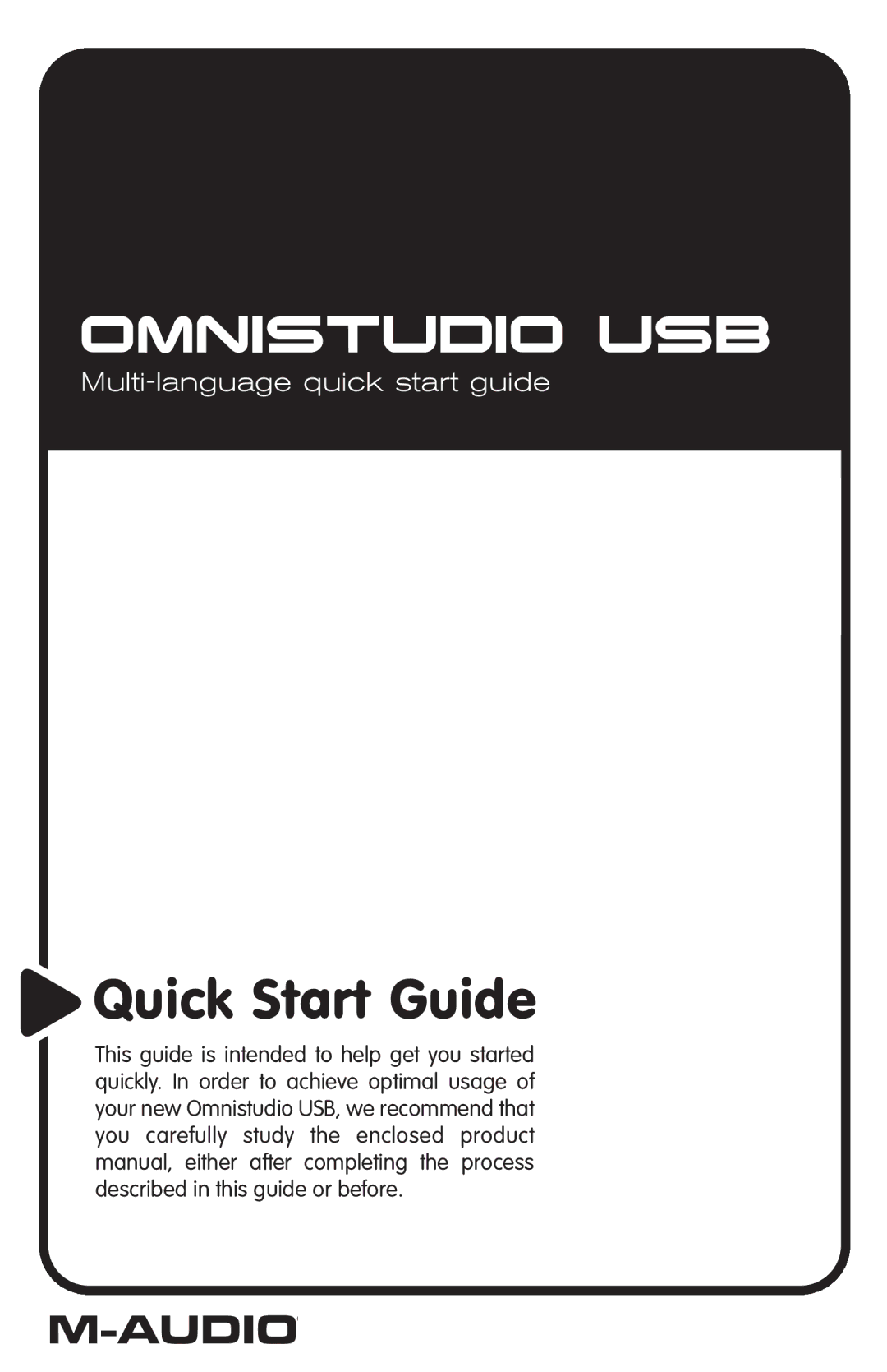 M-Audio Omnistudio USB quick start Quick Start Guide 