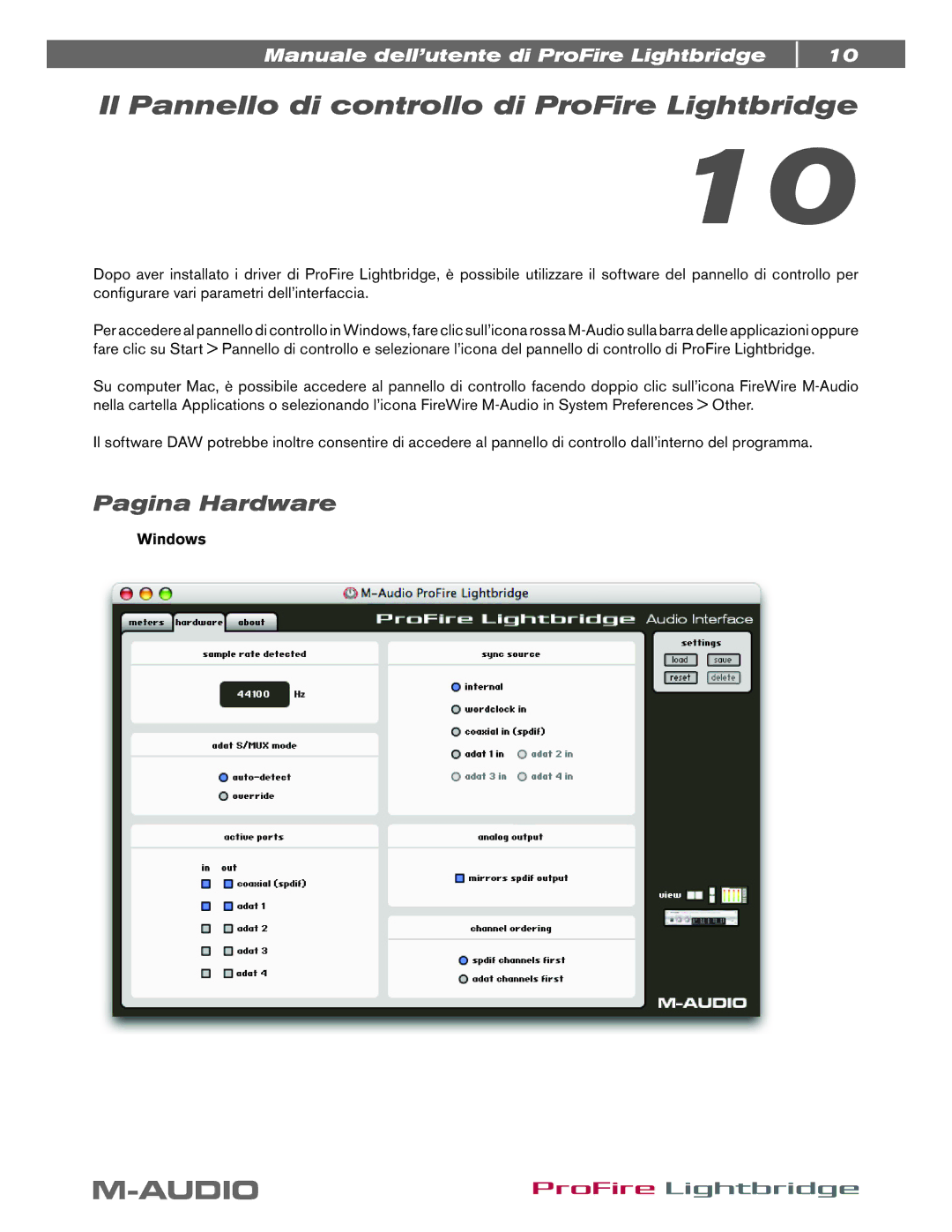 M-Audio ProFire Lightbridge manual Pagina Hardware, Windows 