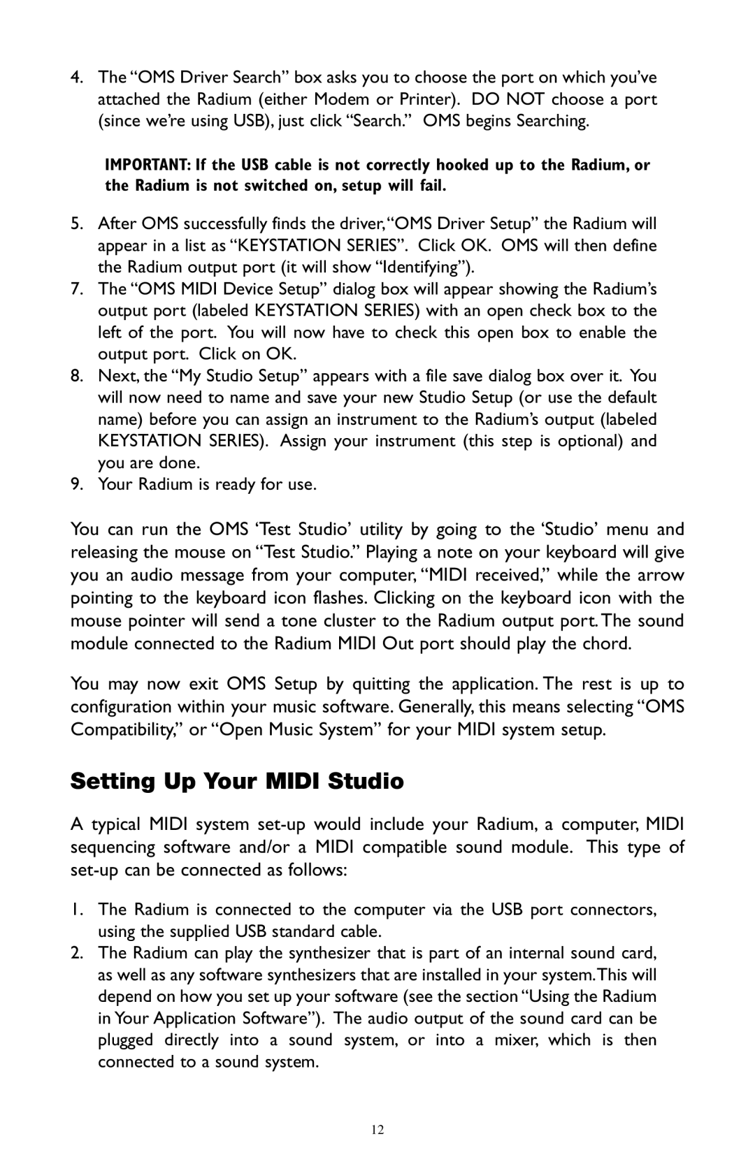 M-Audio RAD-050503 warranty Setting Up Your Midi Studio 