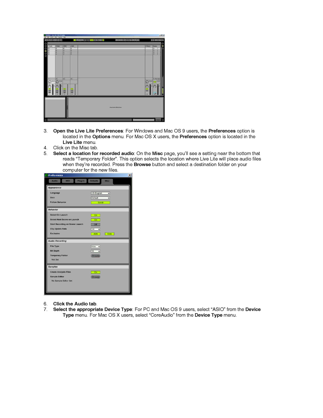 M-Audio Recording Equipment quick start Click the Audio tab 