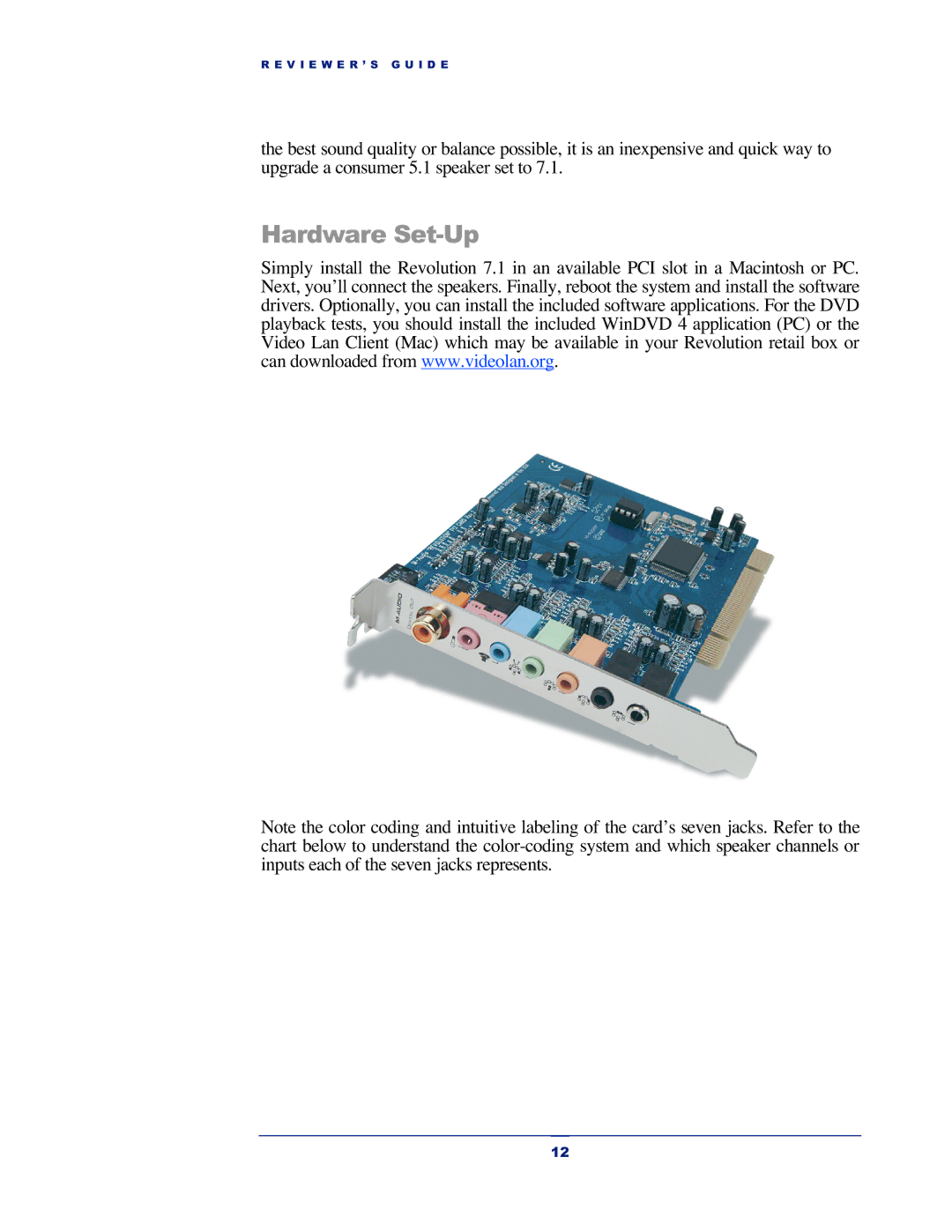 M-Audio Revolution 7.1 manual Hardware Set-Up 