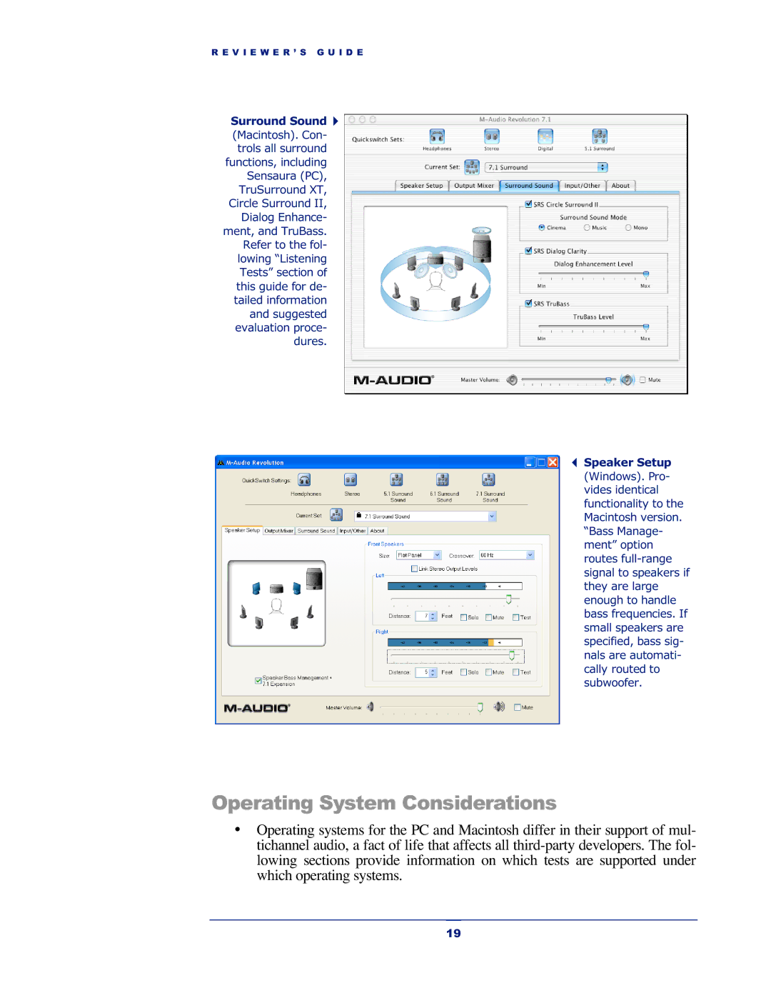 M-Audio Revolution 7.1 manual Operating System Considerations 