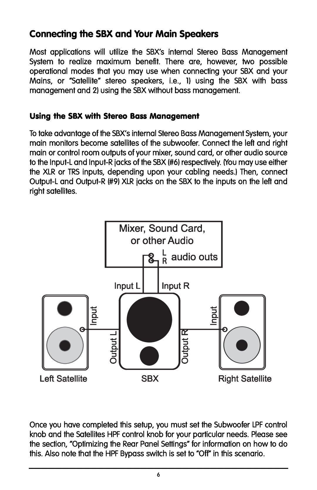 M-Audio user manual C nnecting the SBX and Your Main Speakers 