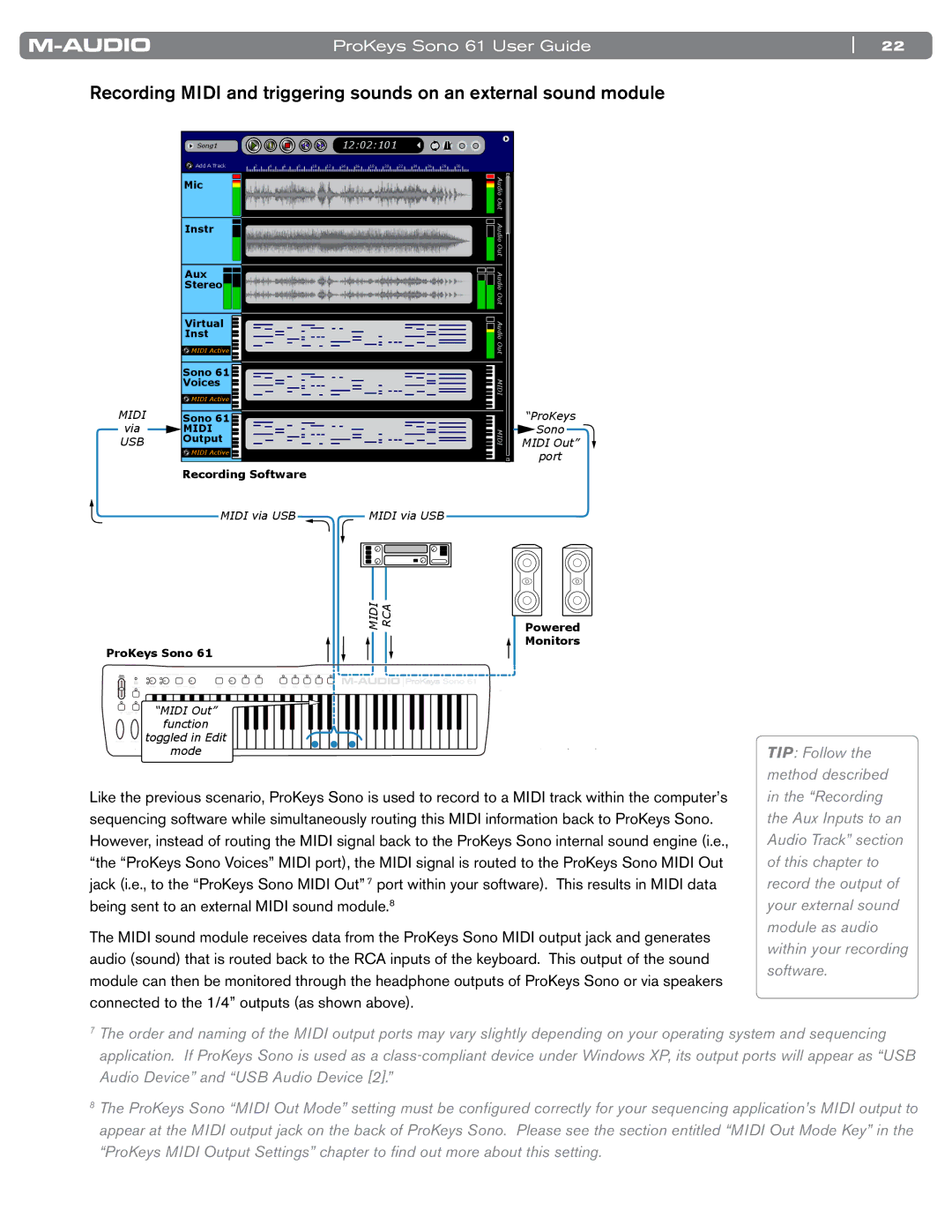 M-Audio SONO 61 manual TIP Follow the method described 