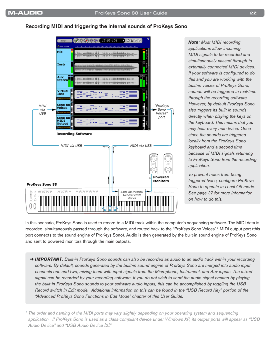 M-Audio SONO 88 manual ProKeys Sono 88 User Guide 