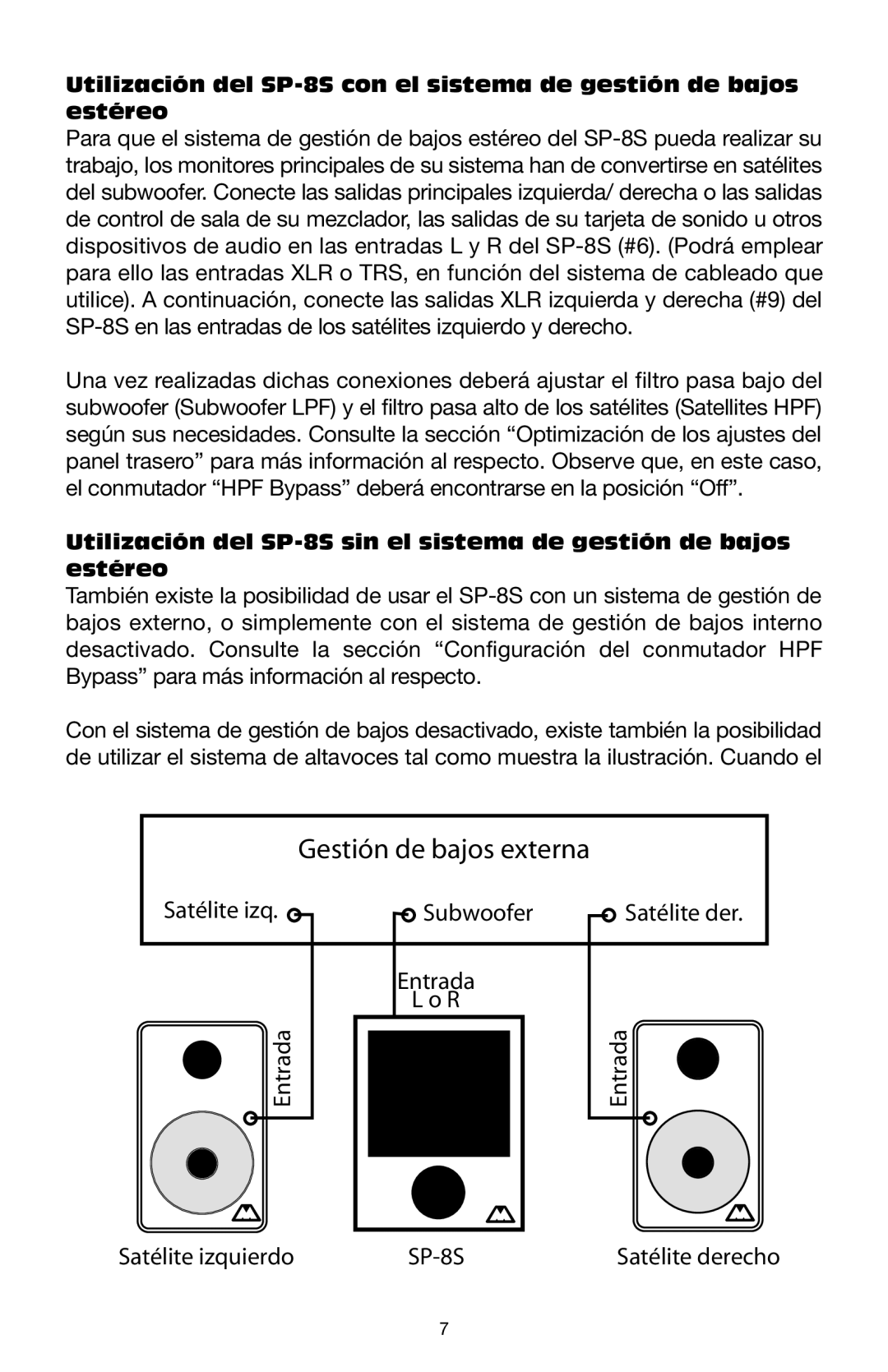 M-Audio SP-8S manual Gestión de bajos externa 