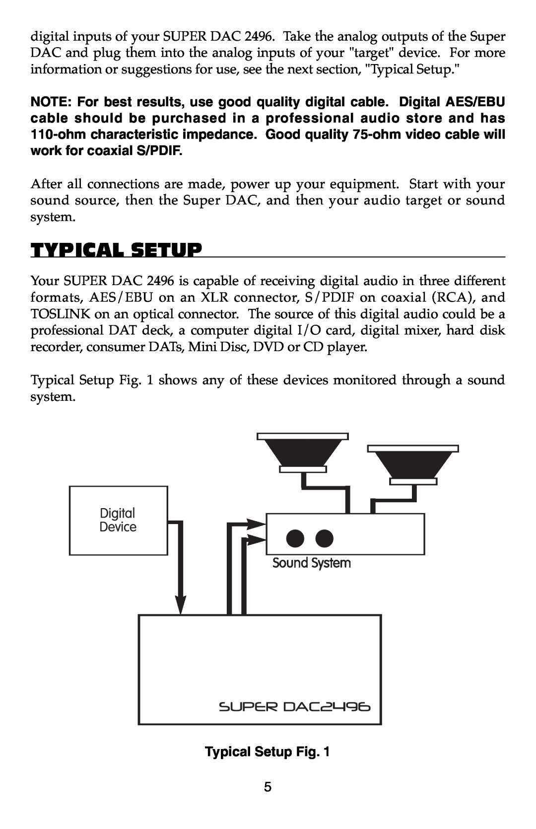 M-Audio TC9820PHI warranty Typical Setup Fig 