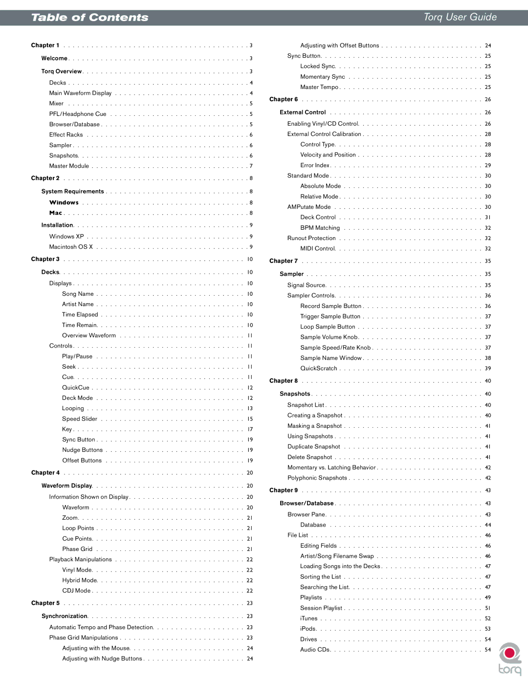 M-Audio manual Table of Contents Torq User Guide 