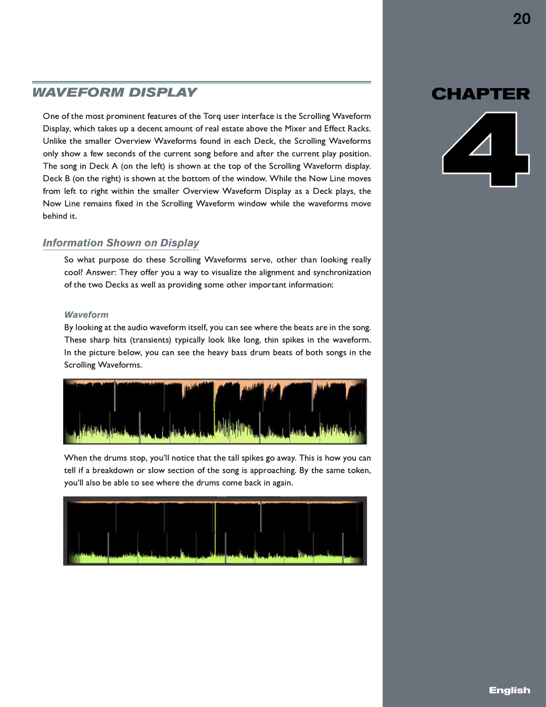 M-Audio Torq manual Waveform Display, Information Shown on Display 