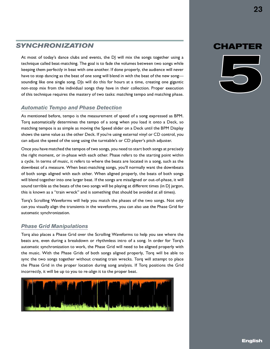 M-Audio Torq manual Synchronization, Automatic Tempo and Phase Detection, Phase Grid Manipulations 