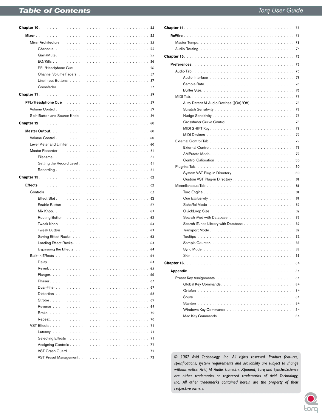 M-Audio manual Table of Contents Torq User Guide 