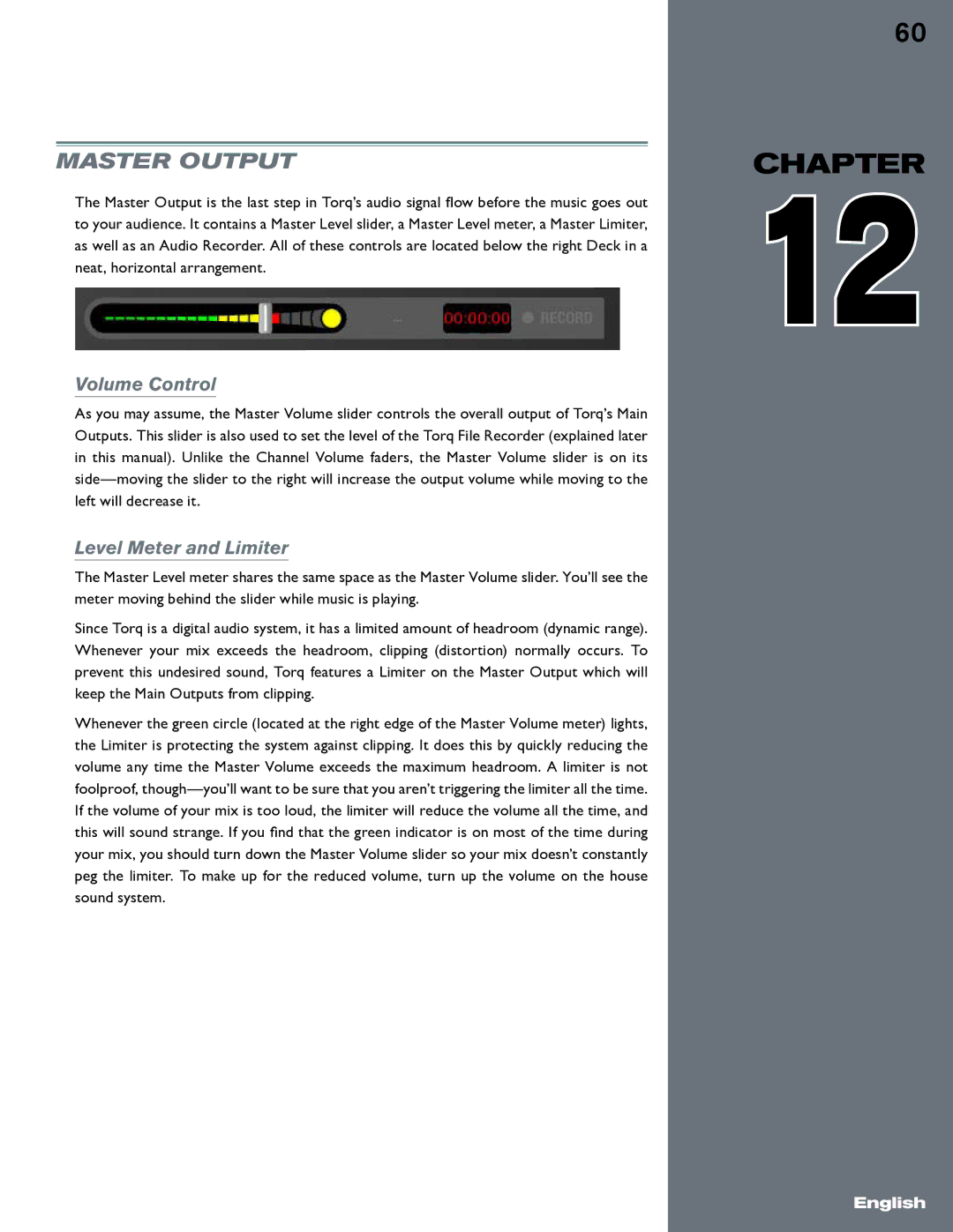 M-Audio Torq manual Master Output, Level Meter and Limiter 