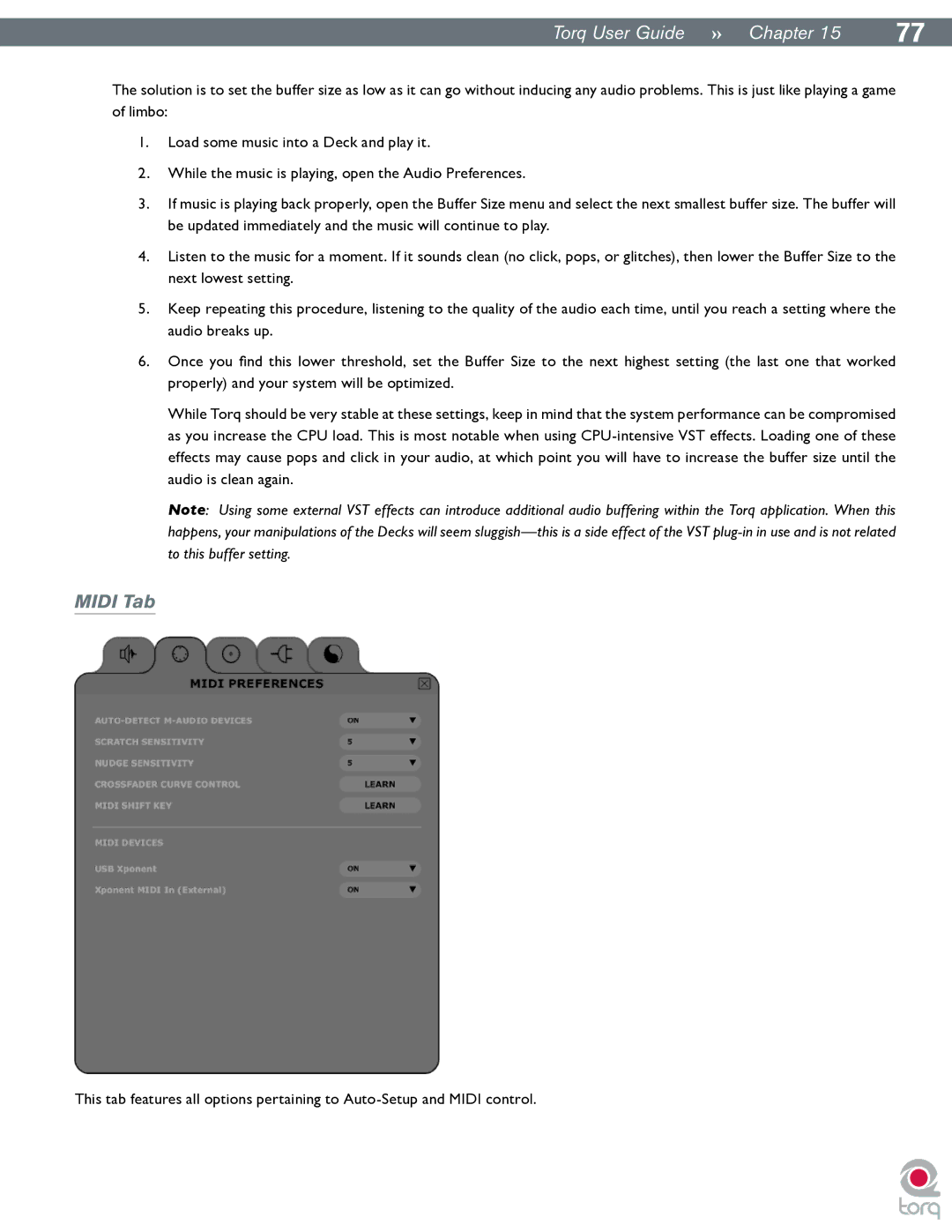 M-Audio Torq manual Midi Tab 