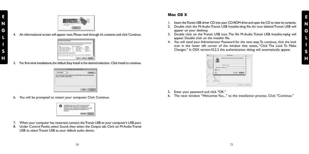 M-Audio Transit USB specifications L I S H 