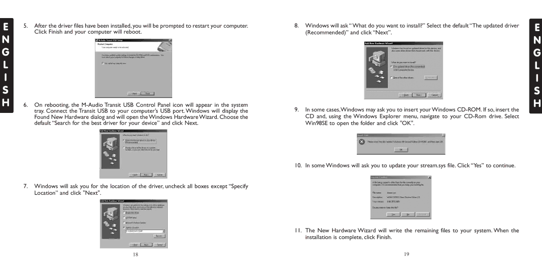 M-Audio USB specifications L I S H 