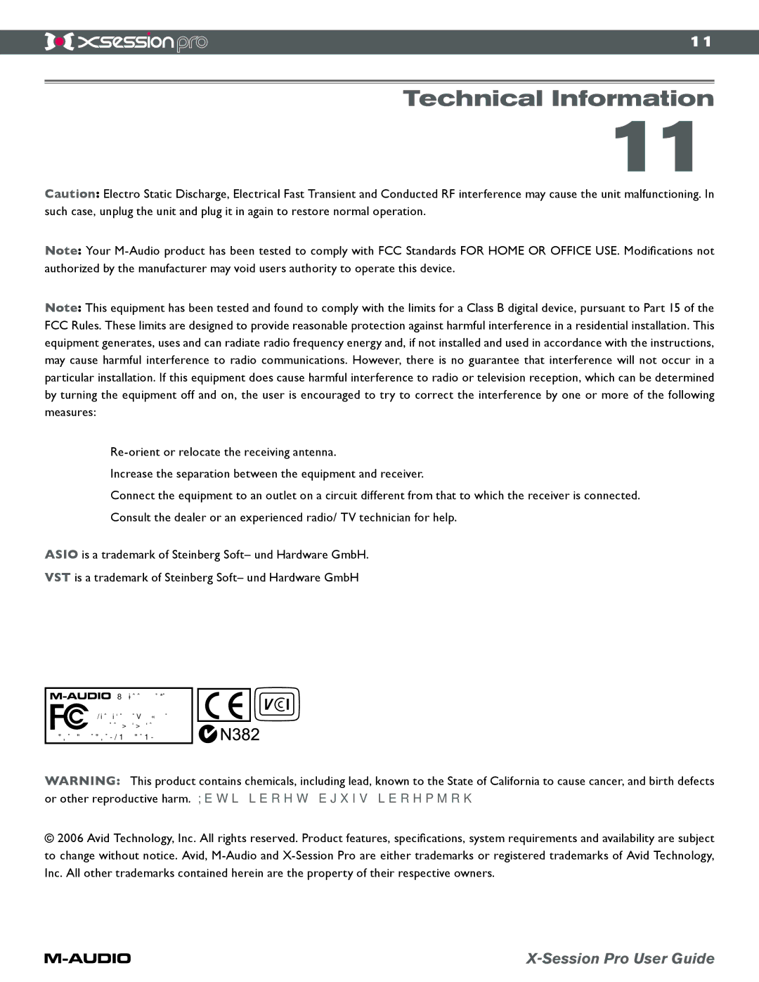 M-Audio xSession Pro manual Technical Information 