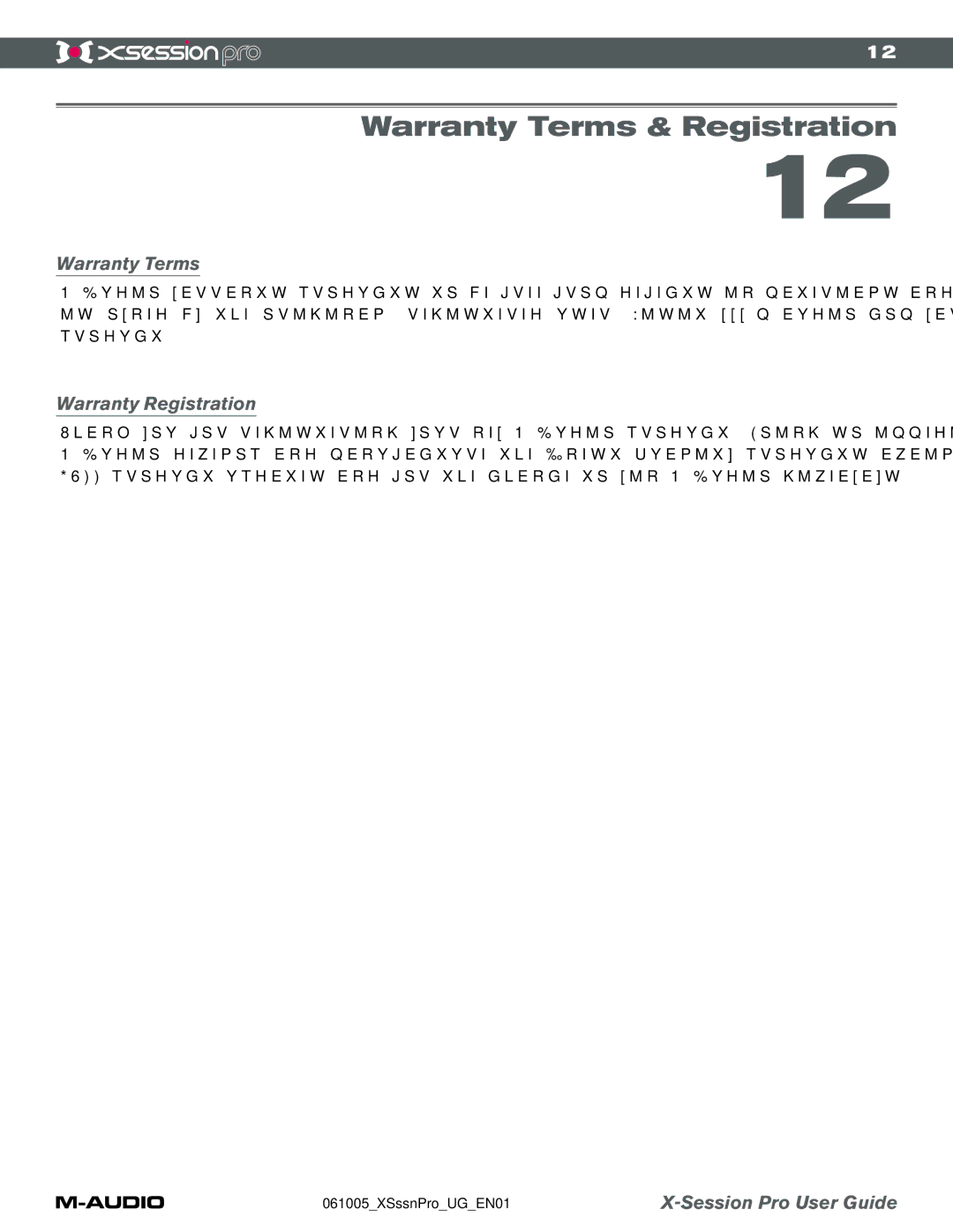 M-Audio xSession Pro manual Warranty Terms & Registration, Warranty Terms Warranty Registration 