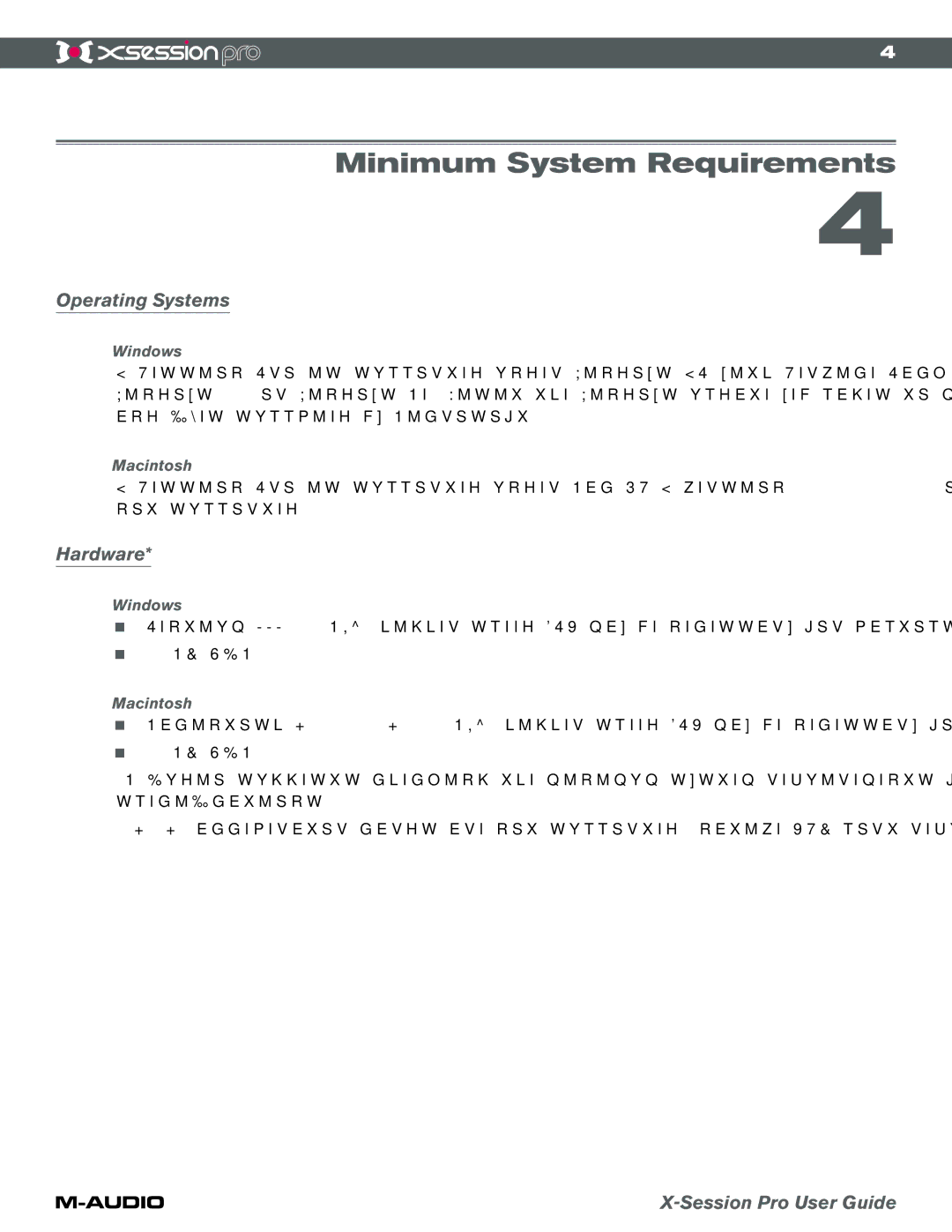 M-Audio xSession Pro manual Minimum System Requirements, Operating Systems, Hardware 