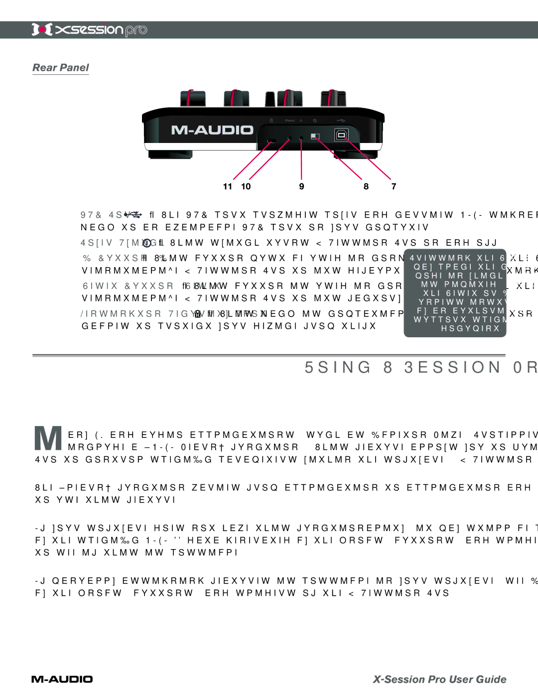 M-Audio xSession Pro manual Using X-Session Pro, Rear Panel 