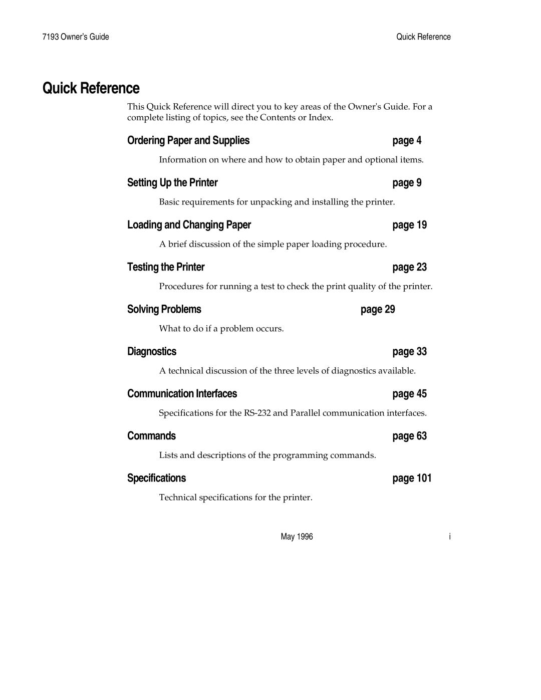 M-S Cash Drawer 7193 manual Quick Reference 