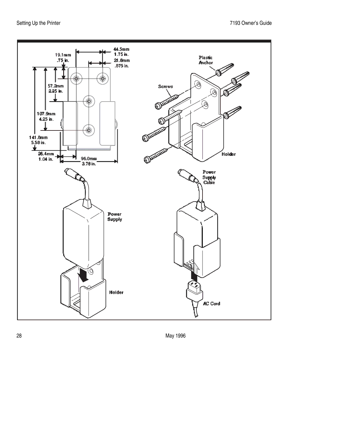 M-S Cash Drawer 7193 manual Holder 