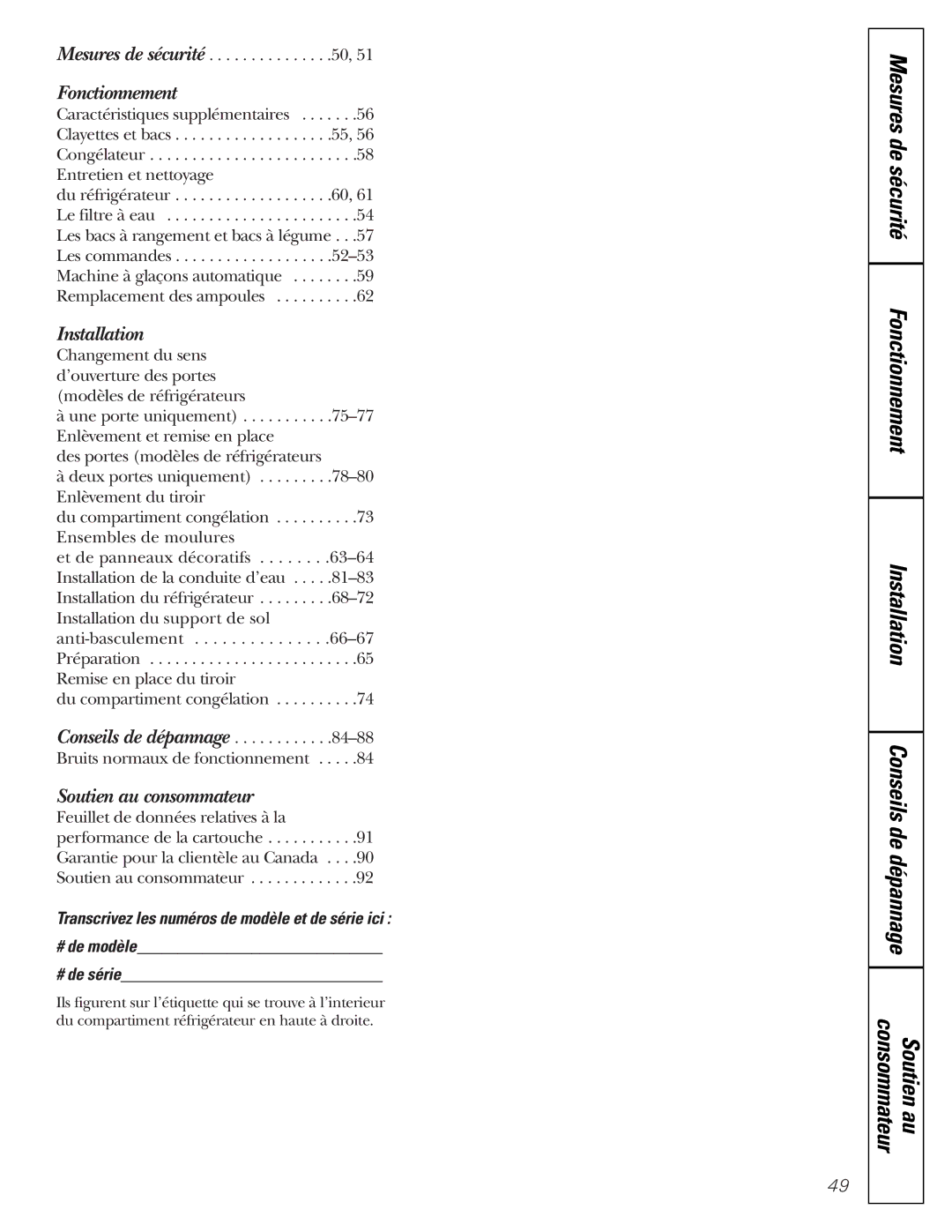 Mabe Canada 21, 25 installation instructions Fonctionnement 