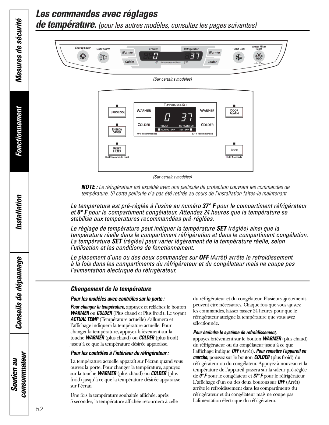 Mabe Canada 25, 21 Les commandes avec réglages, Mesures de sécurité, Installation Dépannage, Soutien au Consommateur 