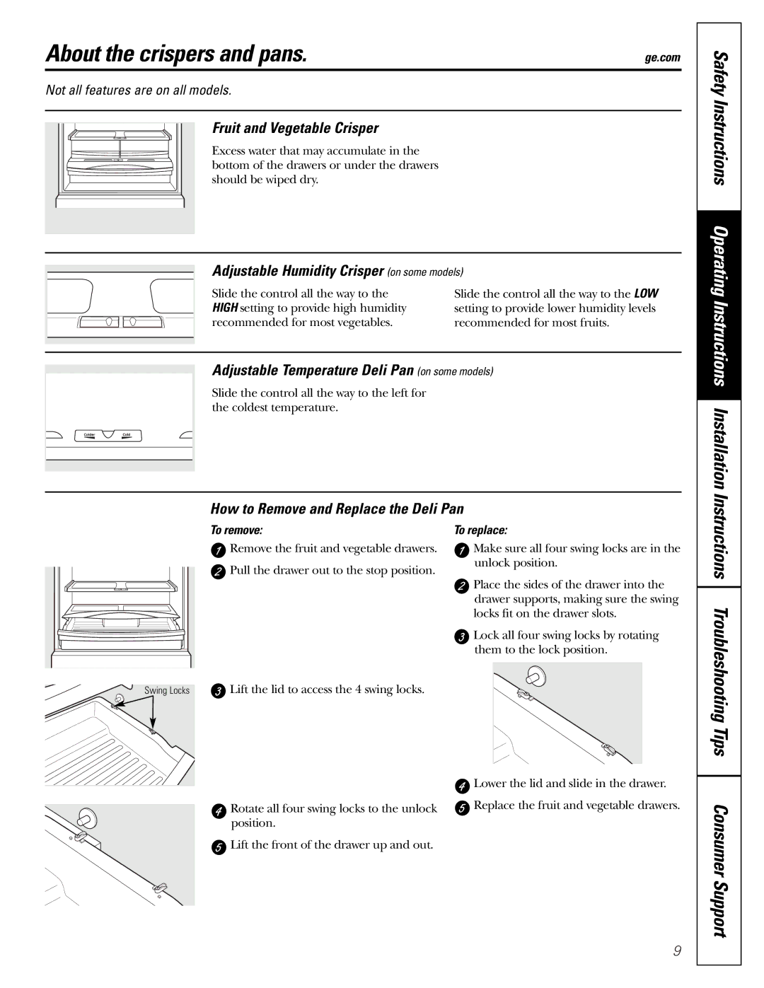 Mabe Canada 21, 25 installation instructions About the crispers and pans, Instructions Troubleshooting Tips Consumer Support 