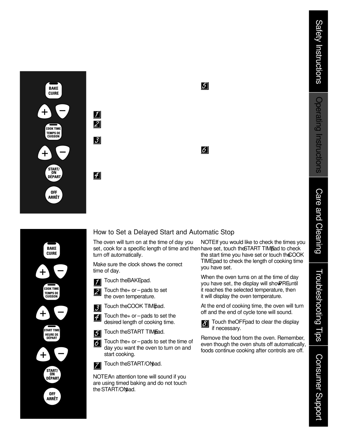 Mabe Canada JCBP270 manual How to Set an Immediate Start and Automatic Stop, How to Set a Delayed Start and Automatic Stop 