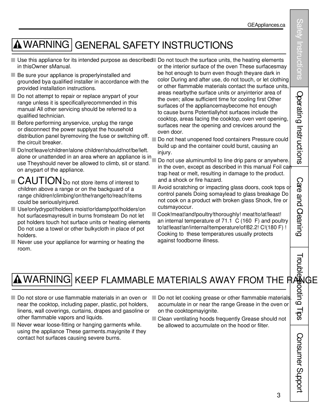 Mabe Canada JCBP630, JCBS630 Ctions Operating Instructions Care and Cleaning Troubl, Eshoo, Ting Tips Consumer Support 