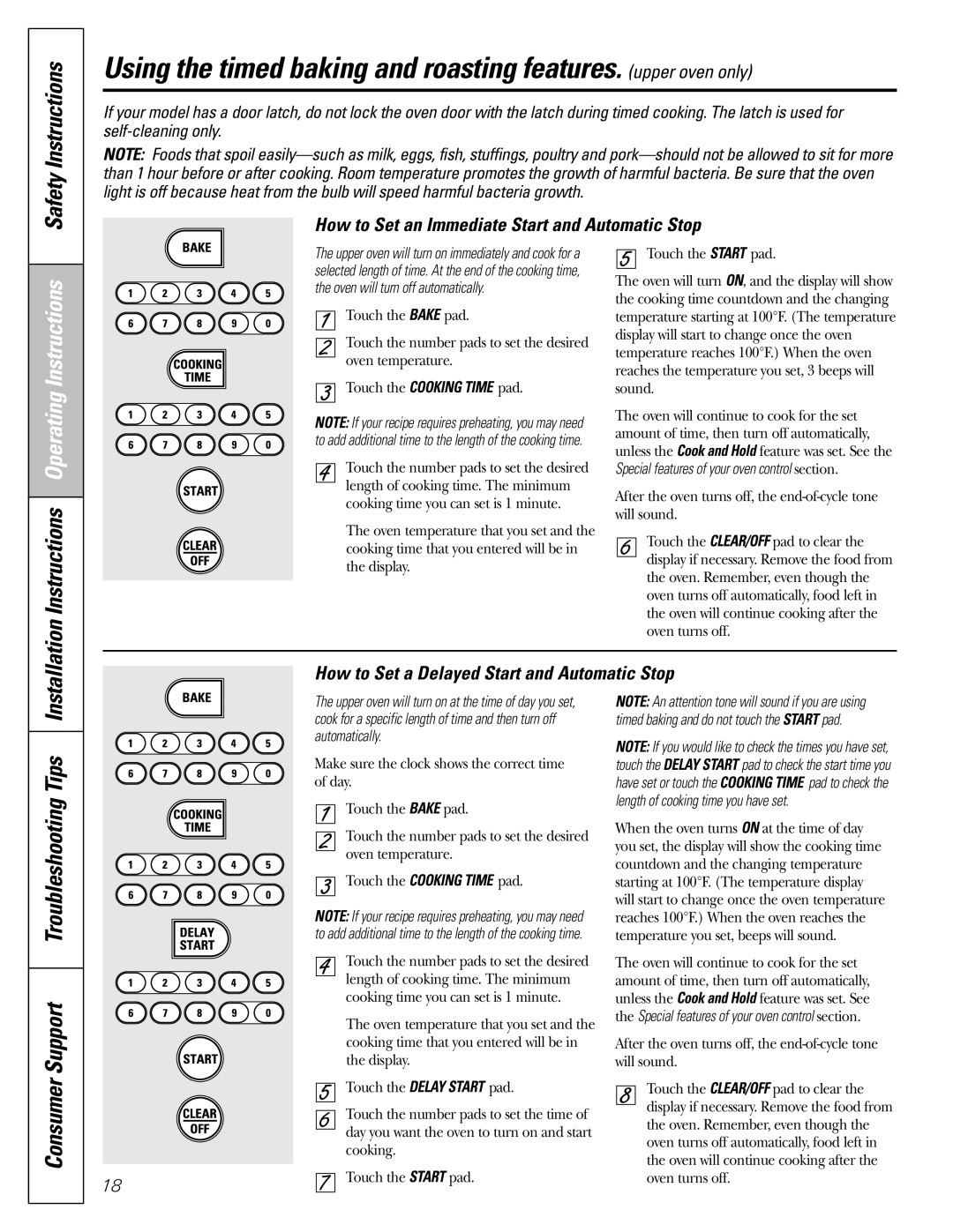 Mabe Canada JGBP86 installation instructions Safety Instructions, How to Set an Immediate Start and Automatic Stop 